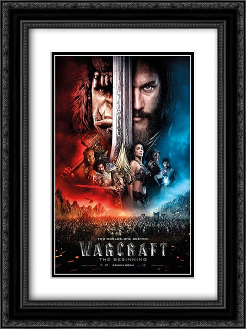 Warcraft 18x24 Black Ornate Wood Framed Movie Poster with Double Matting