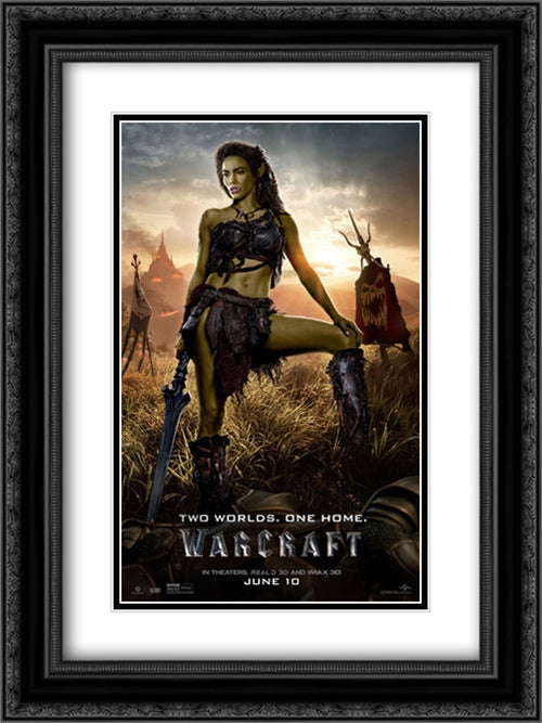 Warcraft 18x24 Black Ornate Wood Framed Movie Poster with Double Matting