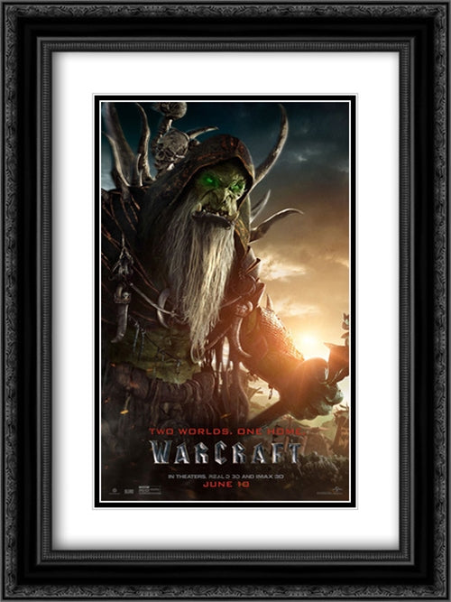 Warcraft 18x24 Black Ornate Wood Framed Movie Poster with Double Matting