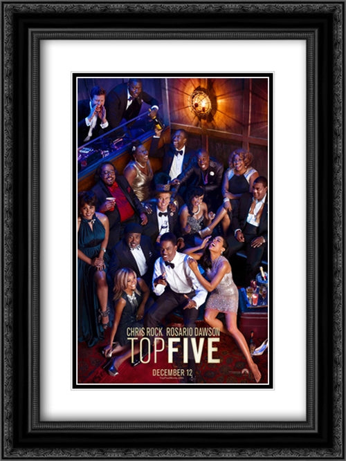 Top Five 18x24 Black Ornate Wood Framed Movie Poster with Double Matting