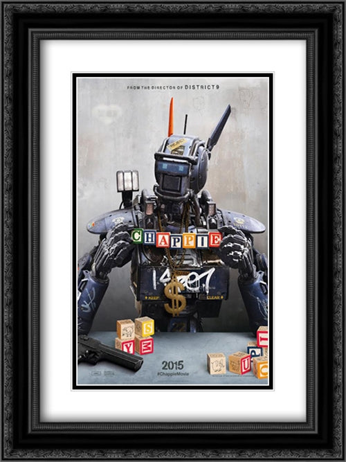 Chappie 18x24 Black Ornate Wood Framed Movie Poster with Double Matting