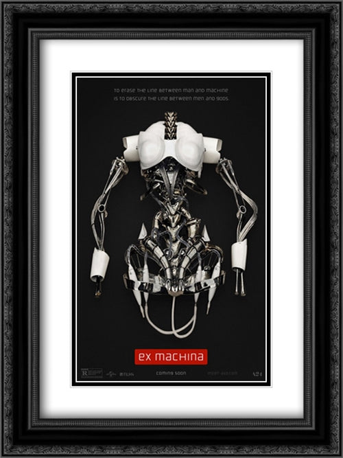 Ex Machina 18x24 Black Ornate Wood Framed Movie Poster with Double Matting