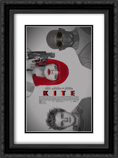 Kite 18x24 Black Ornate Wood Framed Movie Poster with Double Matting
