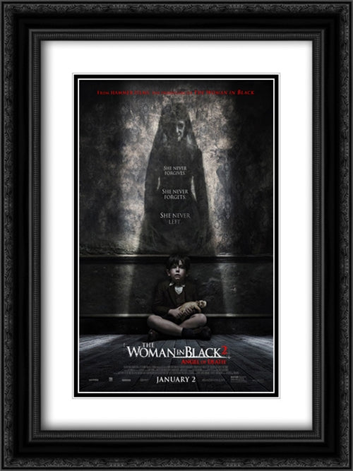 The Woman in Black 2: Angel of Death 18x24 Black Ornate Wood Framed Movie Poster with Double Matting