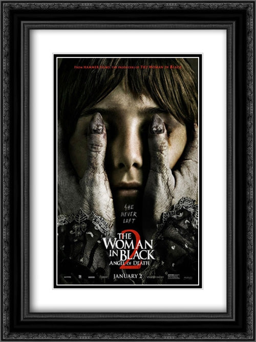 The Woman in Black 2: Angel of Death 18x24 Black Ornate Wood Framed Movie Poster with Double Matting