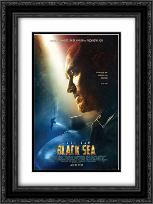 Black Sea 18x24 Black Ornate Wood Framed Movie Poster with Double Matting