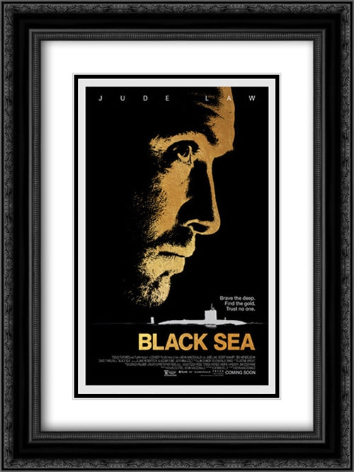 Black Sea 18x24 Black Ornate Wood Framed Movie Poster with Double Matting