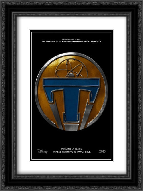 Tomorrowland 18x24 Black Ornate Wood Framed Movie Poster with Double Matting