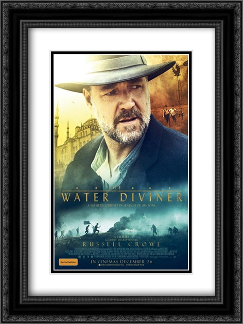The Water Diviner 18x24 Black Ornate Wood Framed Movie Poster with Double Matting
