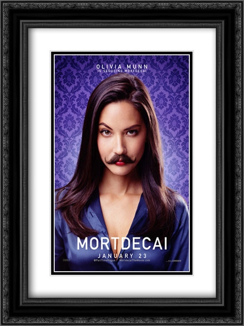 Mortdecai 18x24 Black Ornate Wood Framed Movie Poster with Double Matting