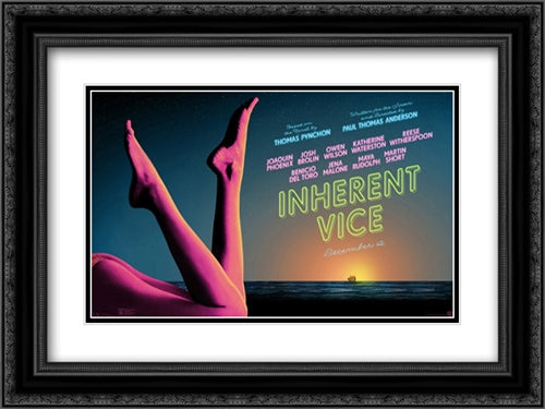 Inherent Vice 24x18 Black Ornate Wood Framed Movie Poster with Double Matting