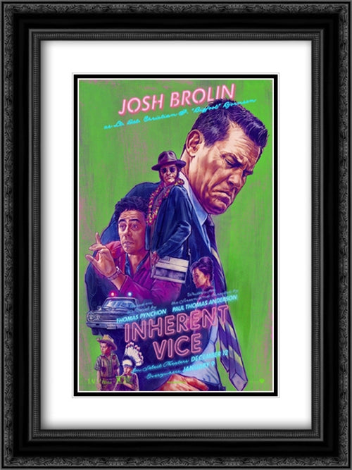 Inherent Vice 18x24 Black Ornate Wood Framed Movie Poster with Double Matting