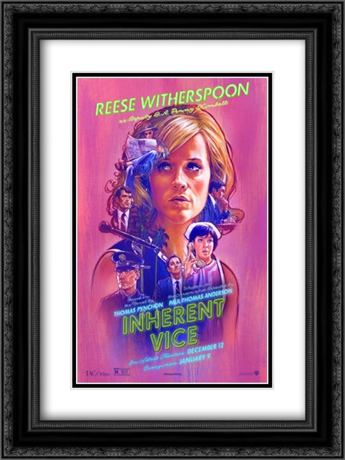 Inherent Vice 18x24 Black Ornate Wood Framed Movie Poster with Double Matting