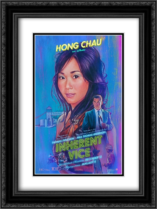 Inherent Vice 18x24 Black Ornate Wood Framed Movie Poster with Double Matting