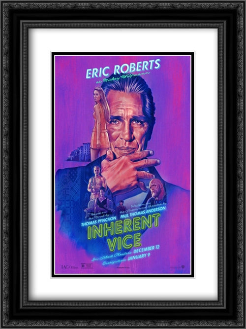 Inherent Vice 18x24 Black Ornate Wood Framed Movie Poster with Double Matting