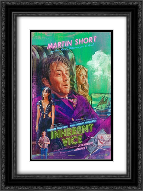 Inherent Vice 18x24 Black Ornate Wood Framed Movie Poster with Double Matting