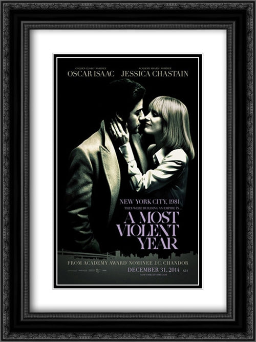 A Most Violent Year 18x24 Black Ornate Wood Framed Movie Poster with Double Matting