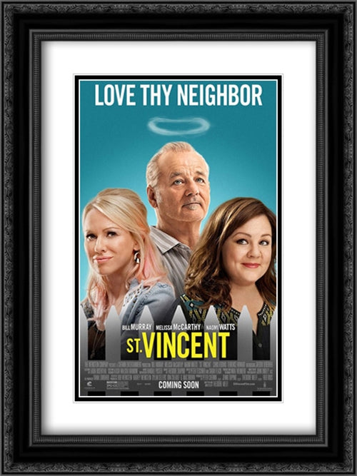 St. Vincent 18x24 Black Ornate Wood Framed Movie Poster with Double Matting