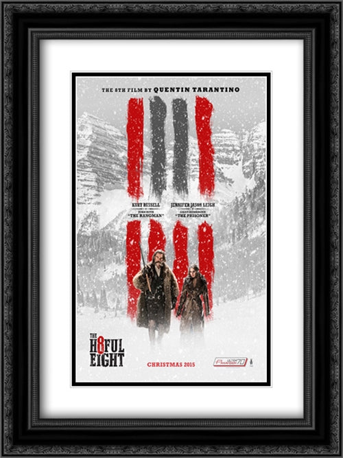 The Hateful Eight 18x24 Black Ornate Wood Framed Movie Poster with Double Matting