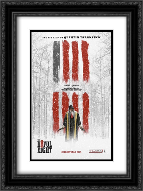 The Hateful Eight 18x24 Black Ornate Wood Framed Movie Poster with Double Matting
