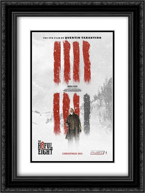 The Hateful Eight 18x24 Black Ornate Wood Framed Movie Poster with Double Matting