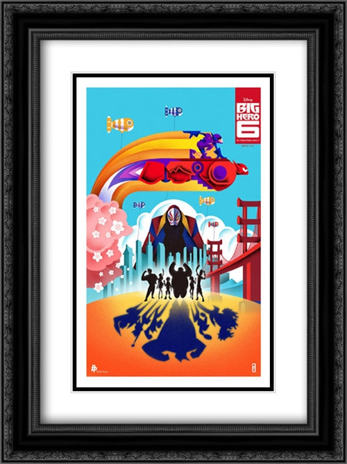 Big Hero 6 18x24 Black Ornate Wood Framed Movie Poster with Double Matting