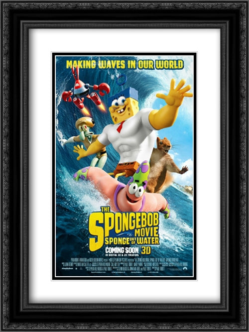 The SpongeBob Movie: Sponge Out of Water 18x24 Black Ornate Wood Framed Movie Poster with Double Matting