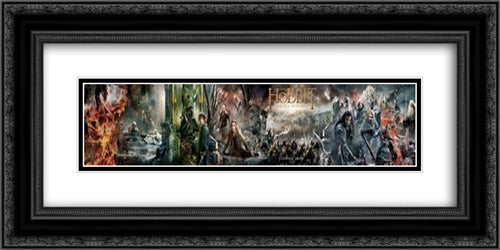 The Hobbit: The Battle of the Five Armies 24x12 Black Ornate Wood Framed Movie Poster with Double Matting