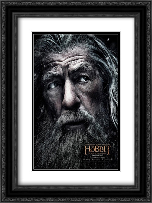 The Hobbit: The Battle of the Five Armies 18x24 Black Ornate Wood Framed Movie Poster with Double Matting