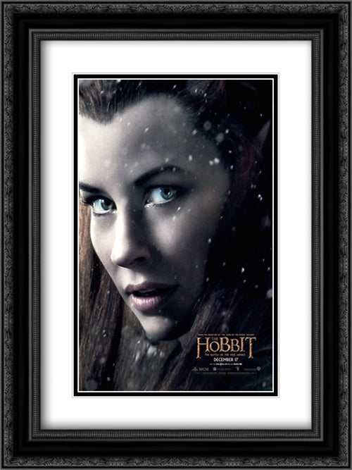 The Hobbit: The Battle of the Five Armies 18x24 Black Ornate Wood Framed Movie Poster with Double Matting