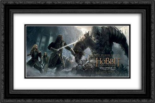 The Hobbit: The Battle of the Five Armies 24x16 Black Ornate Wood Framed Movie Poster with Double Matting