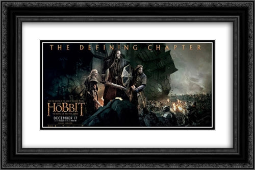 The Hobbit: The Battle of the Five Armies 24x16 Black Ornate Wood Framed Movie Poster with Double Matting