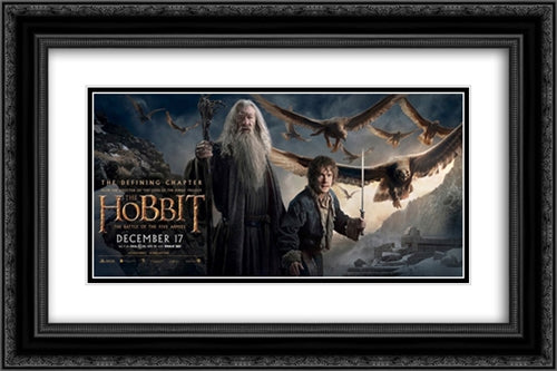 The Hobbit: The Battle of the Five Armies 24x16 Black Ornate Wood Framed Movie Poster with Double Matting