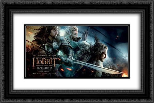 The Hobbit: The Battle of the Five Armies 24x16 Black Ornate Wood Framed Movie Poster with Double Matting