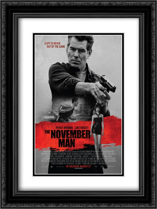 The November Man 18x24 Black Ornate Wood Framed Movie Poster with Double Matting