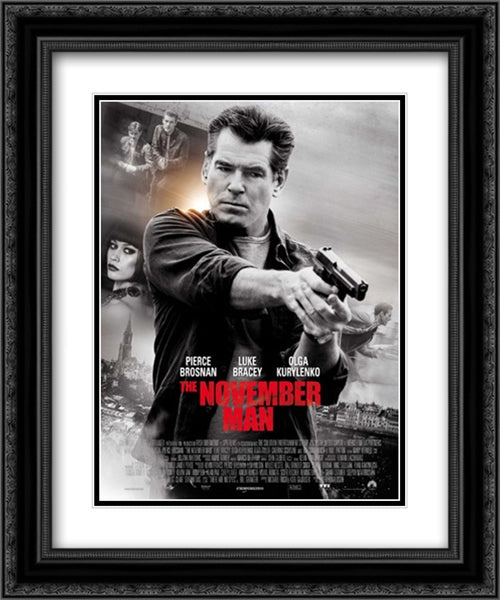 The November Man 20x24 Black Ornate Wood Framed Movie Poster with Double Matting
