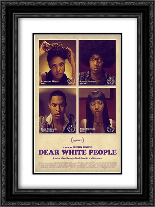 Dear White People 18x24 Black Ornate Wood Framed Movie Poster with Double Matting