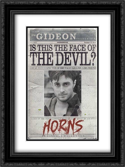 Horns 18x24 Black Ornate Wood Framed Movie Poster with Double Matting