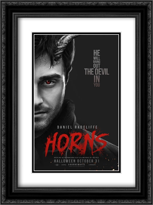 Horns 18x24 Black Ornate Wood Framed Movie Poster with Double Matting