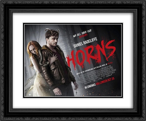 Horns 24x20 Black Ornate Wood Framed Movie Poster with Double Matting