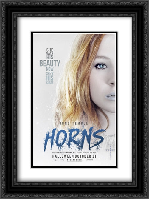 Horns 18x24 Black Ornate Wood Framed Movie Poster with Double Matting
