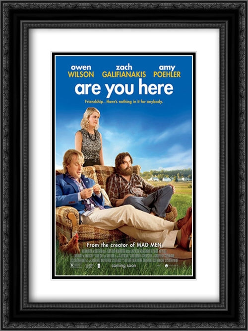 Are You Here 18x24 Black Ornate Wood Framed Movie Poster with Double Matting