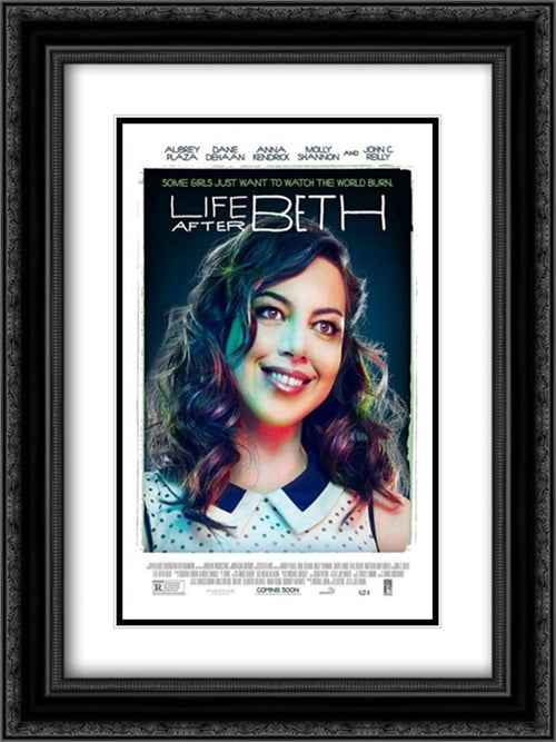 Life After Beth 18x24 Black Ornate Wood Framed Movie Poster with Double Matting