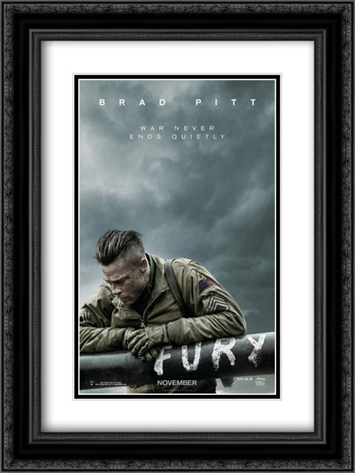 Fury 18x24 Black Ornate Wood Framed Movie Poster with Double Matting