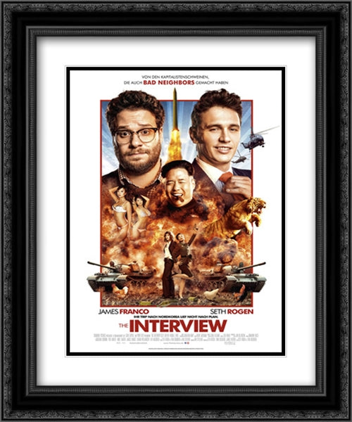 The Interview 20x24 Black Ornate Wood Framed Movie Poster with Double Matting
