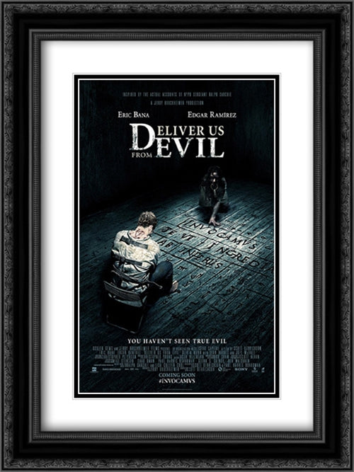 Deliver Us From Evil 18x24 Black Ornate Wood Framed Movie Poster with Double Matting