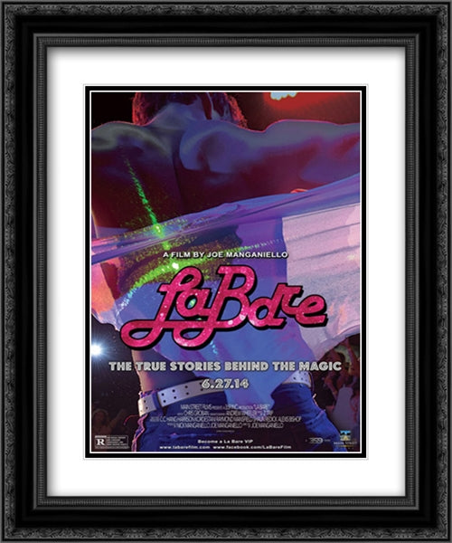 La Bare 20x24 Black Ornate Wood Framed Movie Poster with Double Matting