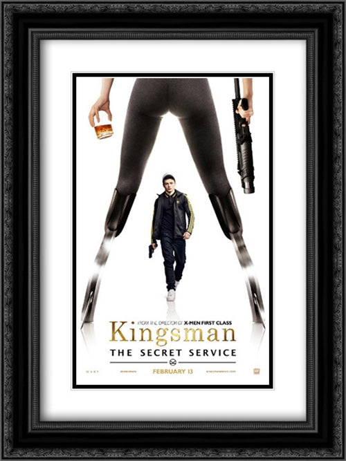 Kingsman: The Secret Service 18x24 Black Ornate Wood Framed Movie Poster with Double Matting