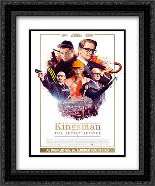 Kingsman: The Secret Service 20x24 Black Ornate Wood Framed Movie Poster with Double Matting