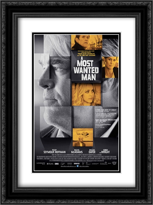 A Most Wanted Man 18x24 Black Ornate Wood Framed Movie Poster with Double Matting